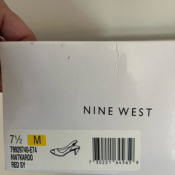 Nine West Glossy Red Peep-Toe Heels - Picture 6 of 6